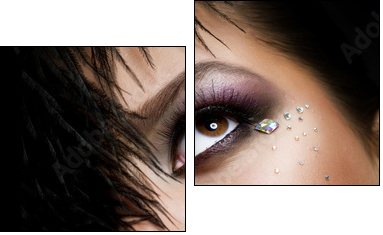 Fashion Girl's Face.Perfect makeup.Isolated on Black - Two-piece canvas, Diptych