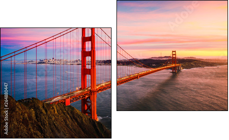 The Golden Gate Bridge at Sunset, San Francisco , CA - Two-piece canvas, Diptych