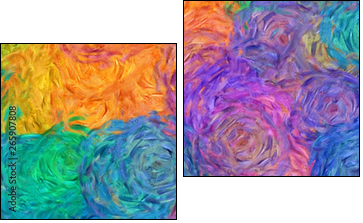 Abstract impressionism painting in Vincent Van Gogh style imitation. Art design background pattern for artistic creative printing production. Wall poster or canvas print template for interior decor. - Two-piece canvas, Diptych