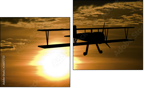 Airplane and sunset - Two-piece canvas, Diptych