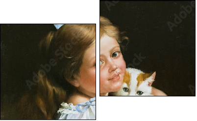 Portrait of the girl with a cat - Two-piece canvas, Diptych
