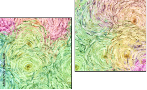 Abstract painting impressionism wall art print example with oil imitation in Vincent Van Gogh style. Artistic contemporary design decor elements. Pop modern abstraction with vibrant bright strokes. - Two-piece canvas, Diptych