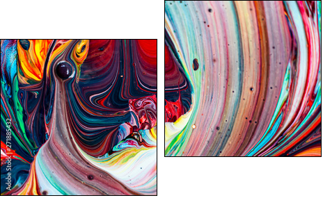 Abstract background of colorful mixed paint - Two-piece canvas, Diptych