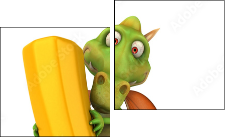 Dragon et crayon - Two-piece canvas, Diptych