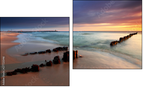 Beautiful sunrise on the beach - Two-piece canvas, Diptych