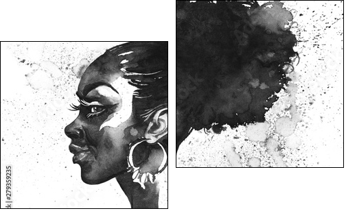 Watercolor fashion portrait - Two-piece canvas, Diptych