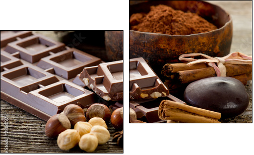 chocolate with ingredients-cioccolato e ingredienti - Two-piece canvas, Diptych