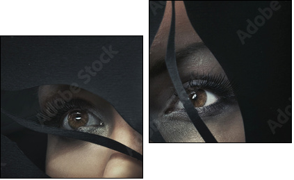 Shaped portrait of a beautiful woman - Two-piece canvas, Diptych