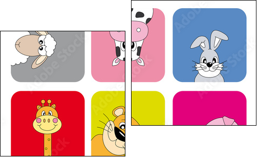 animales divertidos - Two-piece canvas, Diptych