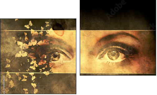 Grunge abstract portrait - Two-piece canvas, Diptych