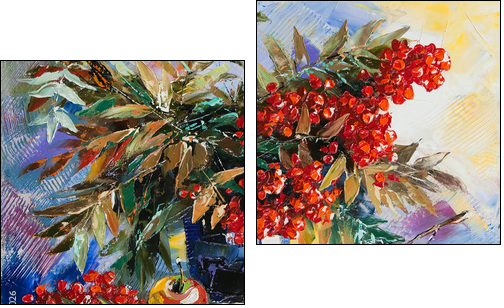 Still-life with a mountain ash and apples - Two-piece canvas, Diptych