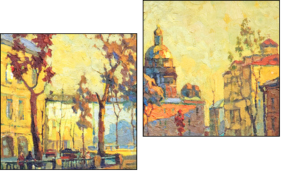 Kind on old streets of St.-Petersburg - Two-piece canvas, Diptych