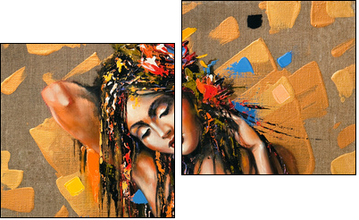 Portrait of the beautiful naked girl - Two-piece canvas, Diptych