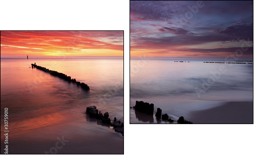 Sunrise on ocean - baltic - Two-piece canvas, Diptych