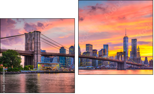 Lower Manhattan Skyline and Brooklyn Bridge - Two-piece canvas, Diptych