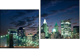 Amazing New York cityscape - taken after sunset - Two-piece canvas, Diptych