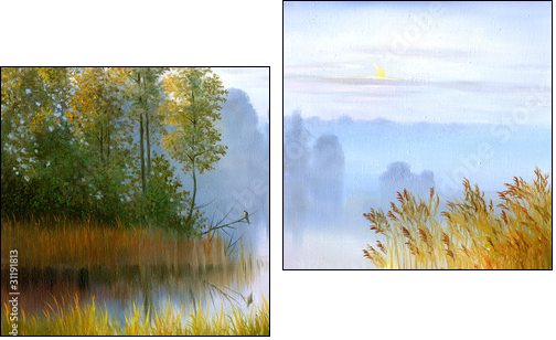 Wooden boat ashore - Two-piece canvas, Diptych