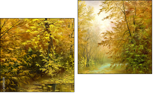 Road to autumn wood - Two-piece canvas, Diptych