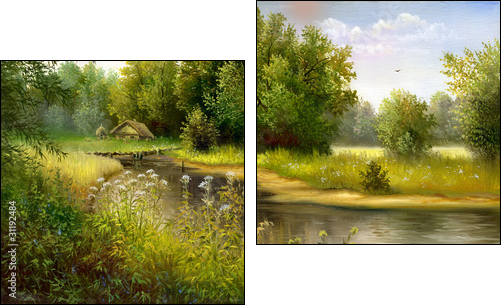 Wood lake - Two-piece canvas, Diptych
