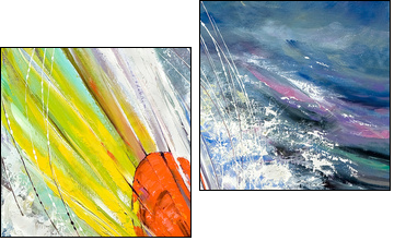The sailing boat rushing on waves - Two-piece canvas, Diptych