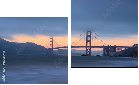 Beautiful view of  Golden gate bridge, San Francisco - Two-piece canvas, Diptych
