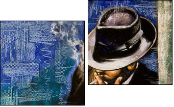 Portrait of the man with a cigarette - Two-piece canvas, Diptych