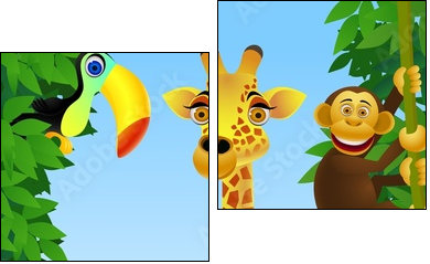 Wild animal cartoon - Two-piece canvas, Diptych