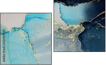 Abstract painting blots background. Marble texture. Alcohol ink colors. - Two-piece canvas, Diptych