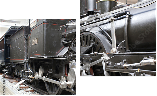 Detail of old steam locomotive - Two-piece canvas, Diptych