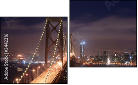 bay bridge and san francisco at night panorama - Two-piece canvas, Diptych