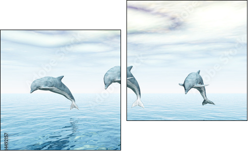 Jumping Dolphins - Springende Delfine - Two-piece canvas, Diptych