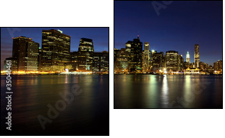 Lower Manhattan panorama at dusk, New York - Two-piece canvas, Diptych