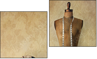 Antique dress form and chair with vintage feeling - Two-piece canvas, Diptych