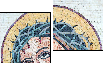 Antique Byzantine Christian mosaic portrait of Jesus Christ - Two-piece canvas, Diptych