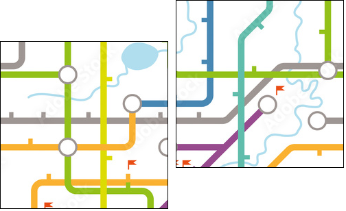 Subway map texture - Two-piece canvas, Diptych