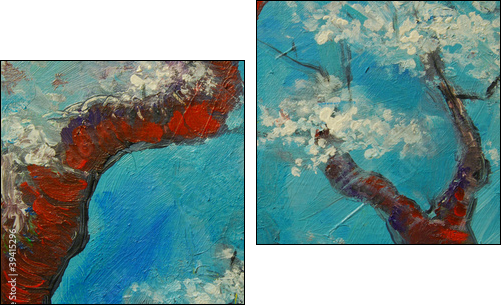 Arbre en fleurs 5 - Two-piece canvas, Diptych