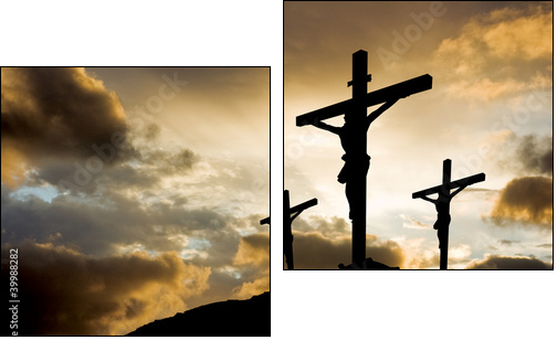 three crosses at sunset - Two-piece canvas, Diptych