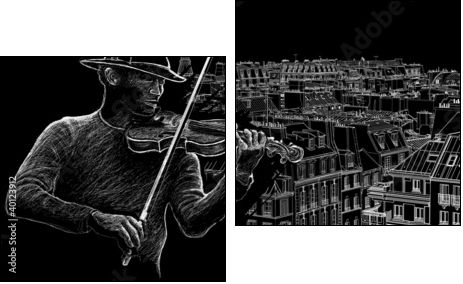 roofs in Paris - Two-piece canvas, Diptych