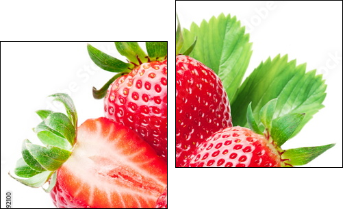 Strawberries with leaves. - Two-piece canvas, Diptych