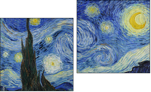 Vincent van Gogh, (1853-1890) The Starry Night, 1889, oil on canvas. Museum of Modern Art, New York City. - Two-piece canvas, Diptych