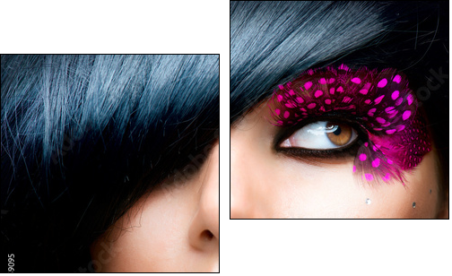 Fashion Brunette Model Portrait. Hairstyle - Two-piece canvas, Diptych