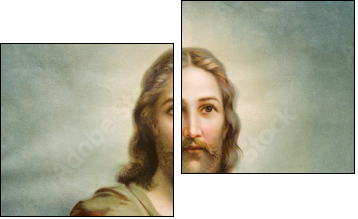 Copy of typical catholic image of Jesus Christ - Two-piece canvas, Diptych