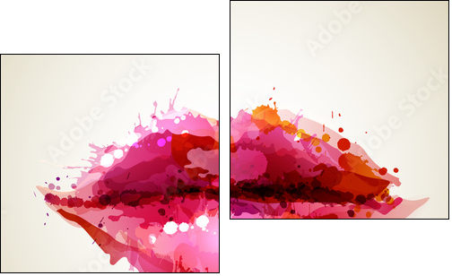 Beautiful womans lips formed by abstract blots - Two-piece canvas, Diptych