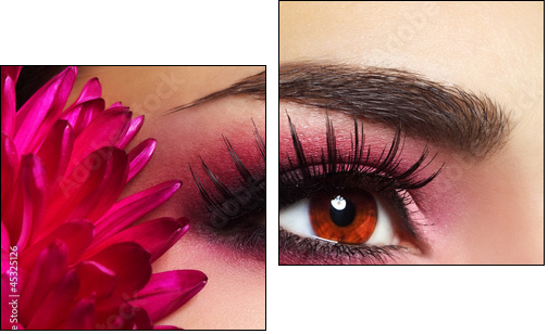 Beautiful Eye Makeup with Aster Flower - Two-piece canvas, Diptych