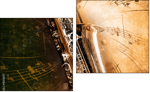 Old Saxophone with dirty background - Two-piece canvas, Diptych