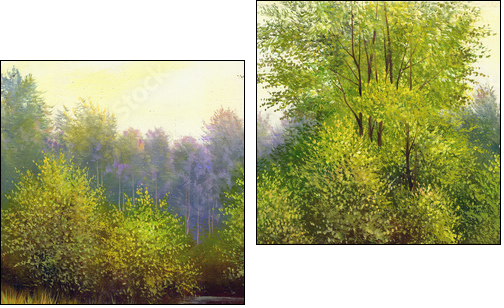 beautiful summer landscape, canvas, oil - Two-piece canvas, Diptych