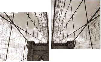 Brooklyn Bridge in New York City. Sepia tone. - Two-piece canvas, Diptych