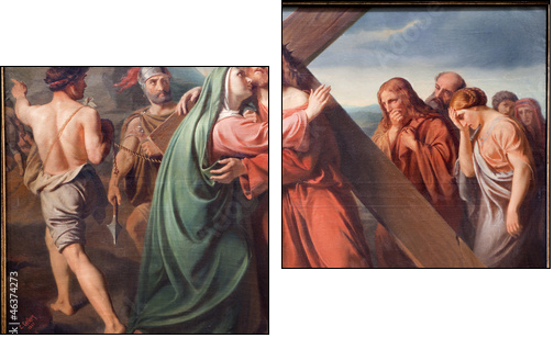 Brussels - Jesus under cross and Mary - Two-piece canvas, Diptych