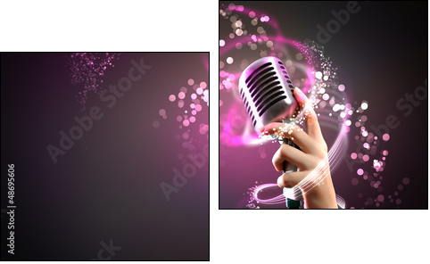 audio microphone retro style - Two-piece canvas, Diptych