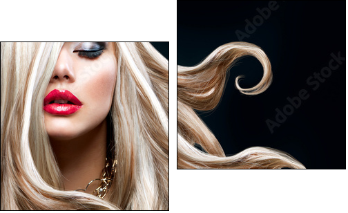 Blond Hair. Beautiful Sexy Blonde Girl - Two-piece canvas, Diptych